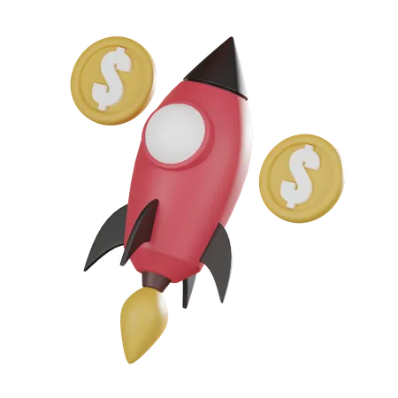 Rocket Coin Icon Symbolizing Beginning Startup Business And Financial Success 3 D Render 3D Icon