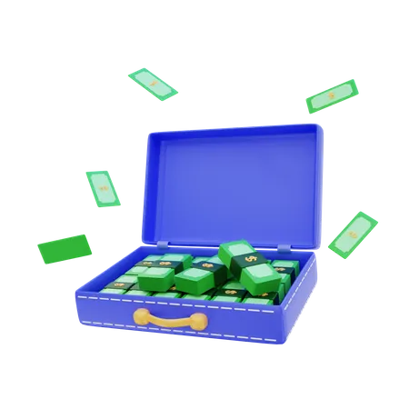 3 D Briefcase And Much Money Concept Illustration 3D Icon