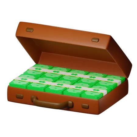 Suitcase Full Of Banknote Money 3 D Illustration 3D Icon