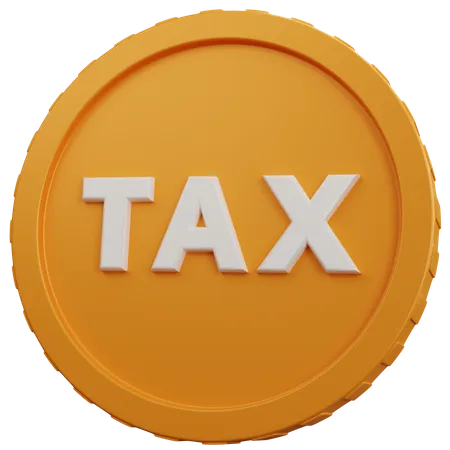 3 D Rendering Yellow Coin With Tax Writting Isolated 3D Icon