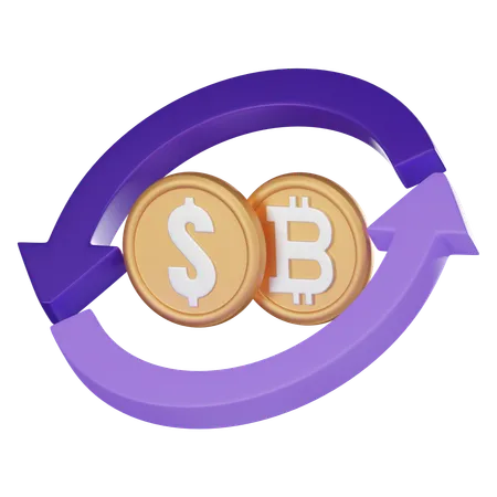 Exchanging Bitcoin For Dollar Symbolizes Digital Transformation Cryptocurrency Trading Seamlessness Online Financial Transactions Presentations 3 D Render Illustration 3D Icon
