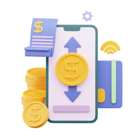 Money Transfer  3D Illustration