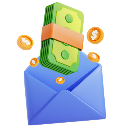 Money Transfer & Payment Letter  3D Icon