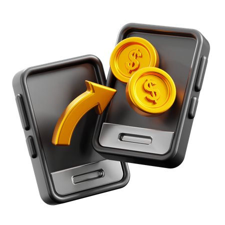 Money Transfer with Smartphone  3D Icon