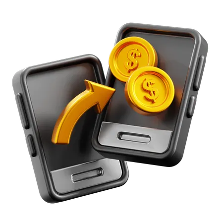 Money Transfer with Smartphone  3D Icon