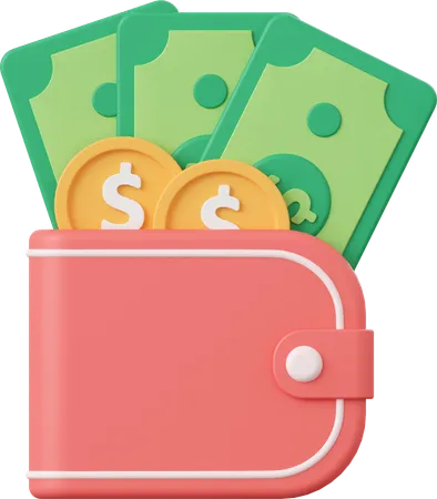 お金の財布  3D Icon