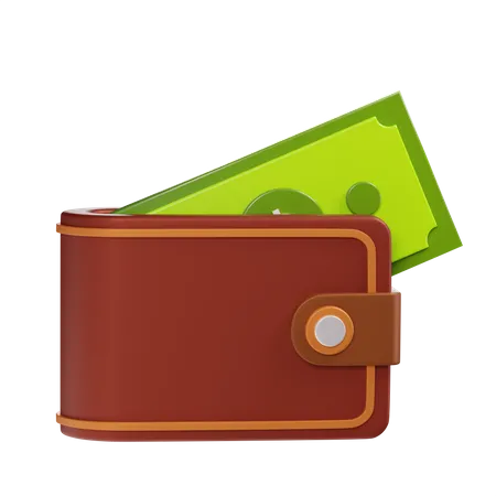 Wallet With Cash In Transparent Background 3 D Illustration 3D Illustration