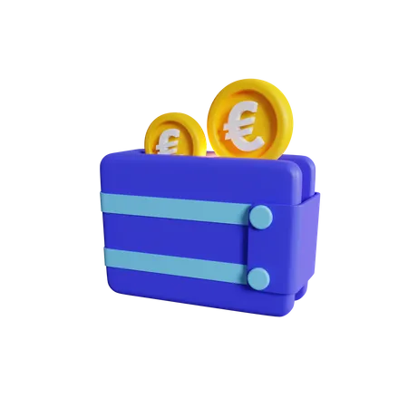 Euro Money And Wallet 3D Icon