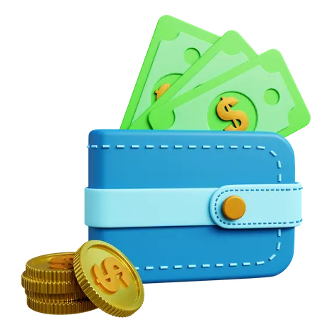 Wallet With Money 3 D Icon With High Resolution Render Business Illustration 3D Icon
