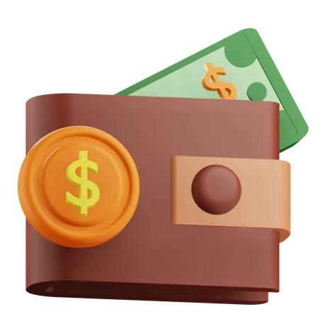 3 D Render Money Wallet Illustration With Transparent Background 3D Icon