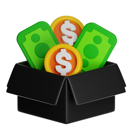 Money With Box  3D Icon