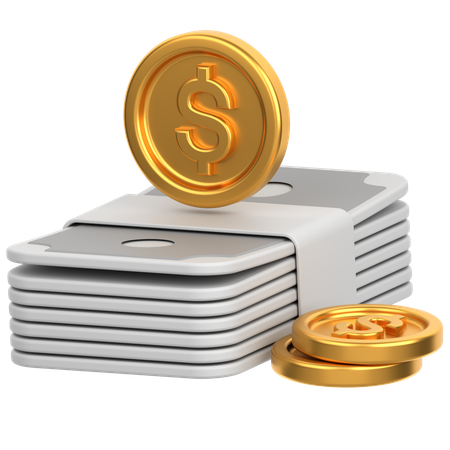 Money with coin  3D Icon