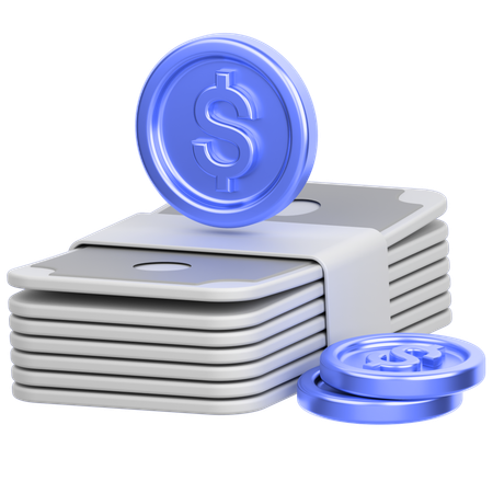 Money with coin  3D Icon