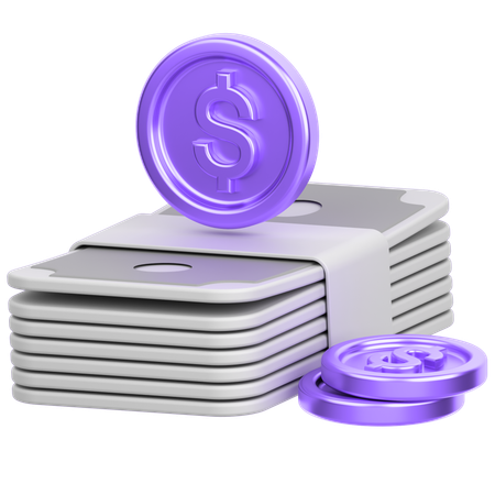 Money with coin  3D Icon