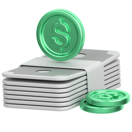Money with coin  3D Icon