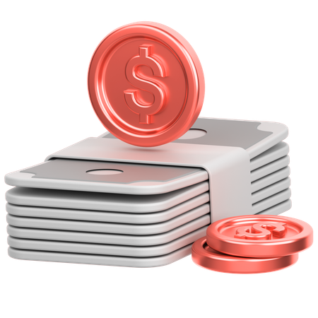 Money with coin  3D Icon