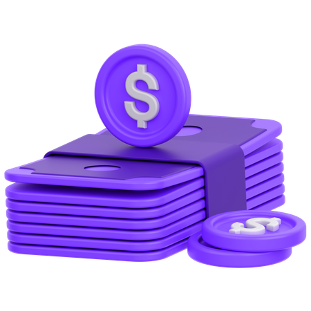 Money With Coin  3D Icon