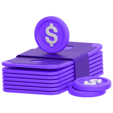 Money With Coin  3D Icon