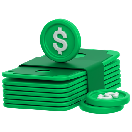 Money With Coin  3D Icon