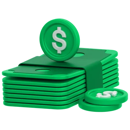 Money With Coin  3D Icon