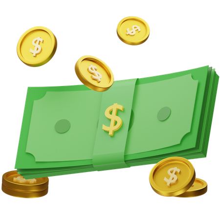 Money With Coins  3D Icon