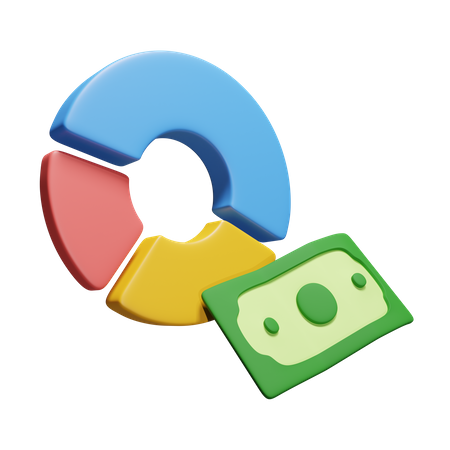 Money With Donut Chart  3D Icon