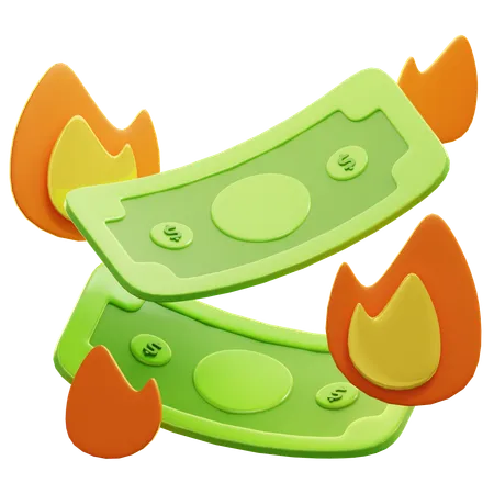 Money with Flame  3D Icon