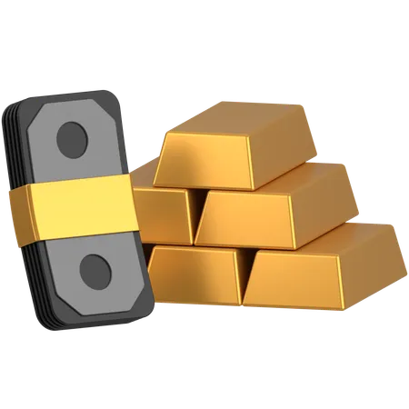 Money with golds  3D Icon