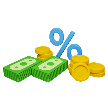 Money With Percentage  3D Icon