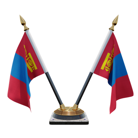 Soporte de bandera de escritorio doble mongolia  3D Flag