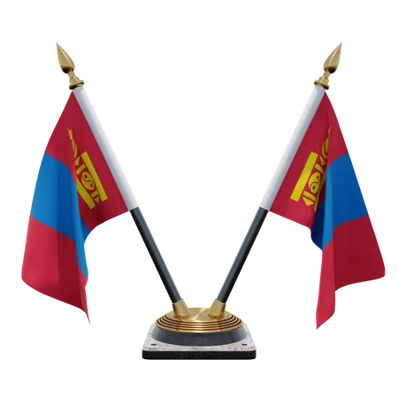 Soporte de bandera de escritorio doble mongolia  3D Flag