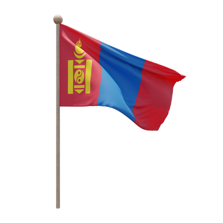 Mongolia Flag Pole  3D Flag