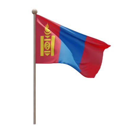 Mongolia Flag Pole  3D Illustration