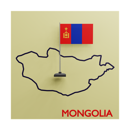 Mongolia map  3D Icon