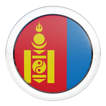 Mongolia Round Flag  3D Icon