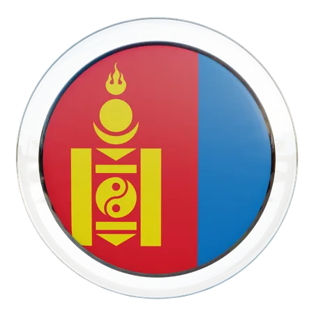 Mongolia Round Flag  3D Icon