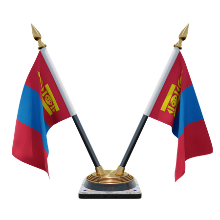 Porte-drapeau à double bureau de Mongolie  3D Flag