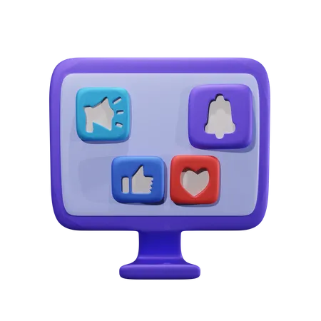 Moniteur de médias sociaux  3D Icon