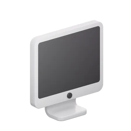 A Stylish Modern Computer Monitor With A Minimalist White Design 3 D Rendered Epitomizing Contemporary Workspace Technology 3D Icon