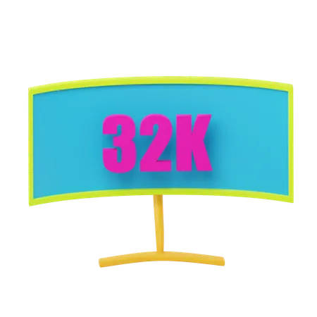 Monitor 32K Resolution  3D Icon