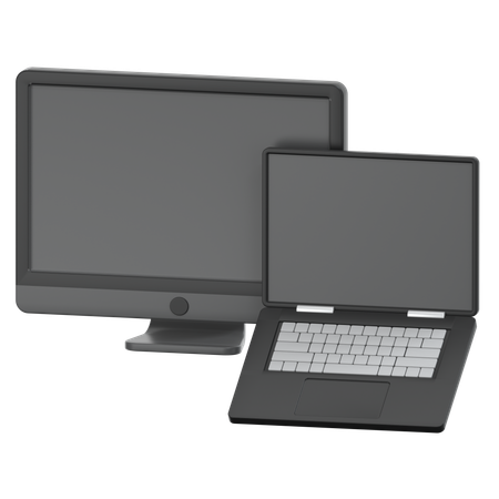 Monitor and laptop  3D Icon