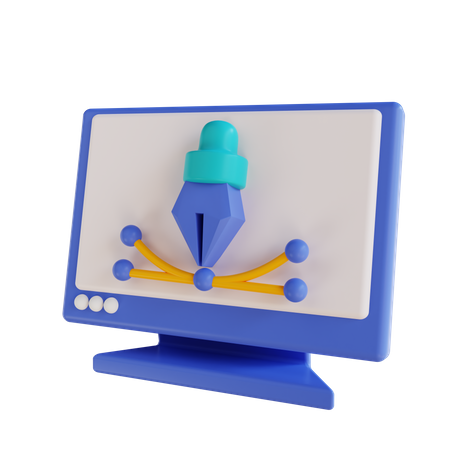 Monitor And Pen Tool  3D Icon