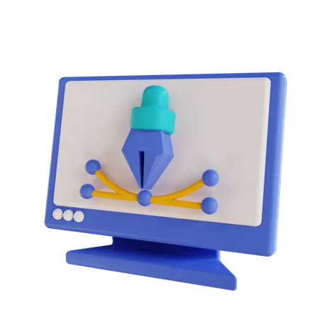 Monitor And Pen Tool 3D Icon