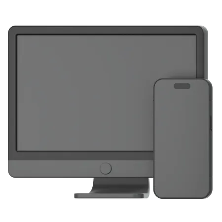 Monitor and smartphone  3D Icon
