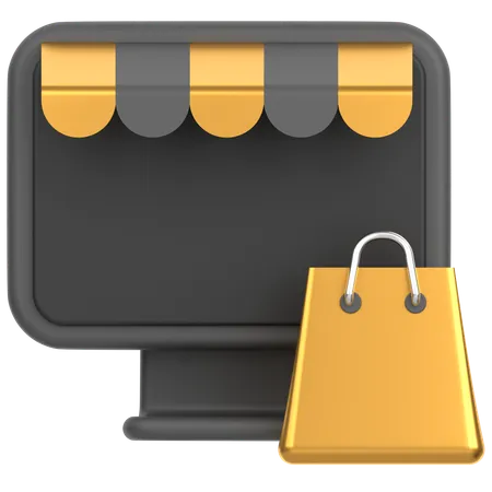 3 D Icon Of A Online Shopping With Pc 3D Icon