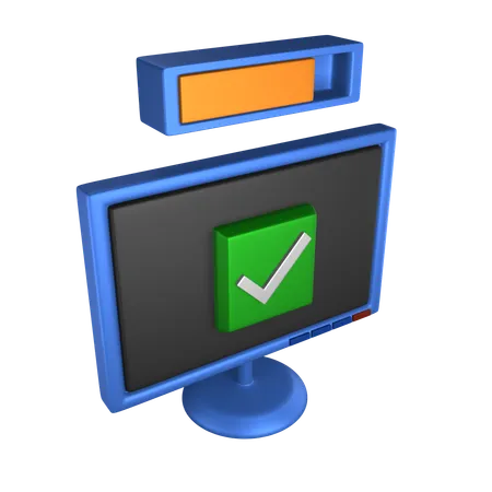 Monitor Checking  3D Icon