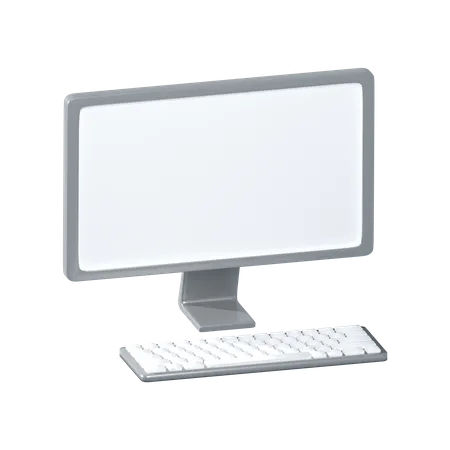Monitor e teclado em branco  3D Illustration