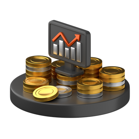 Monitor Graph Coins  3D Icon