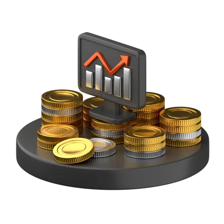 Monitor Graph Coins  3D Icon
