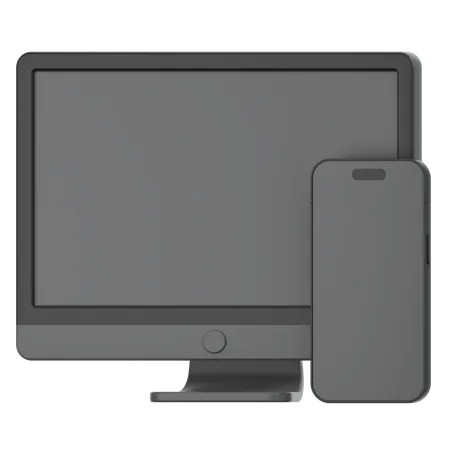 Monitor und Smartphone  3D Icon